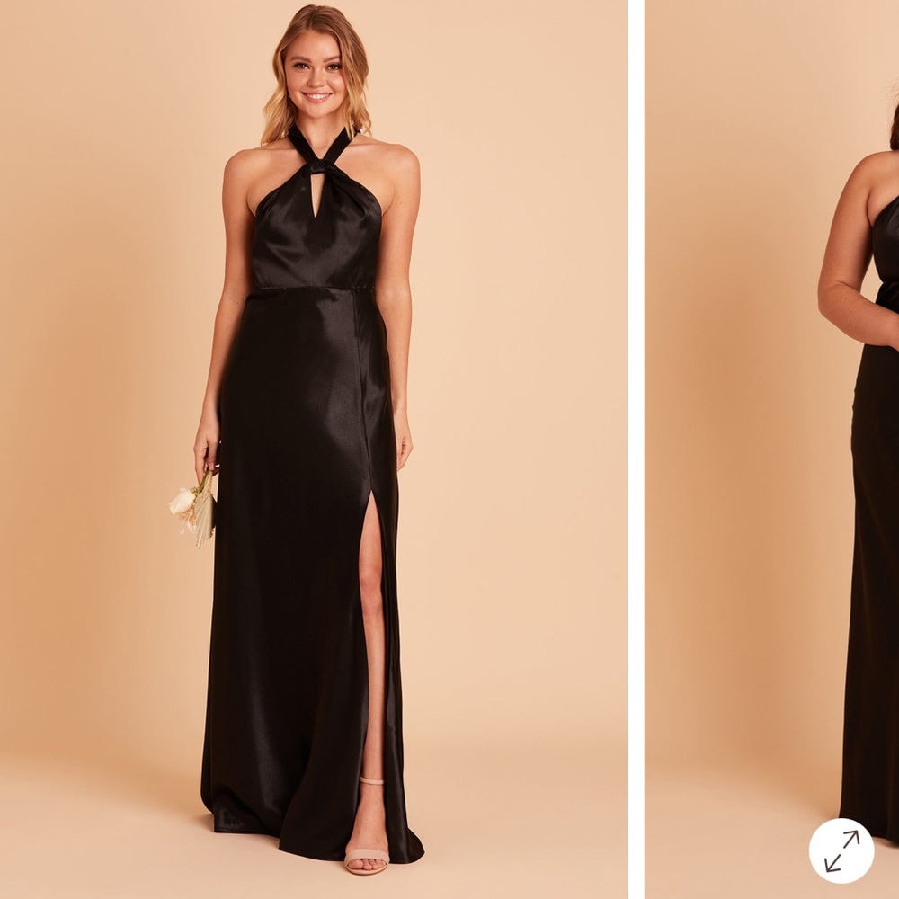 Birdy Grey Monica Dress- Black Satin Halter